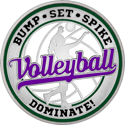 Purple "Volleyball" with Dark Green Outer Circular Borders
